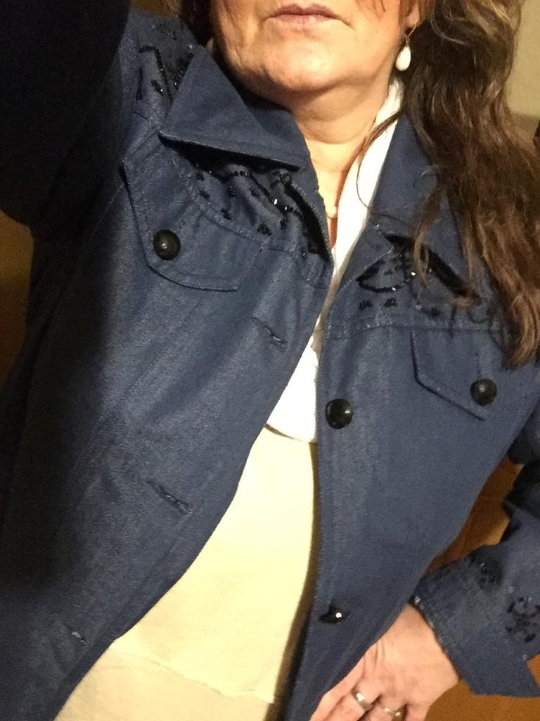 Jeansjacke mit Pailletten Gr M