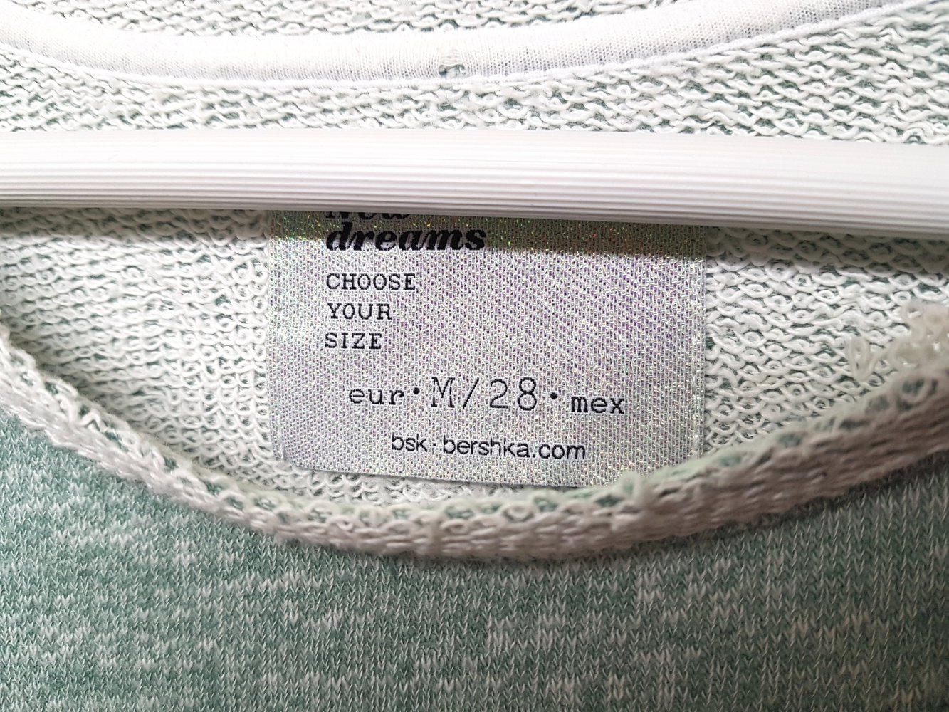 Pullover Shirt Bluse Mint Grün Weiß meliert Bershka Gr. M