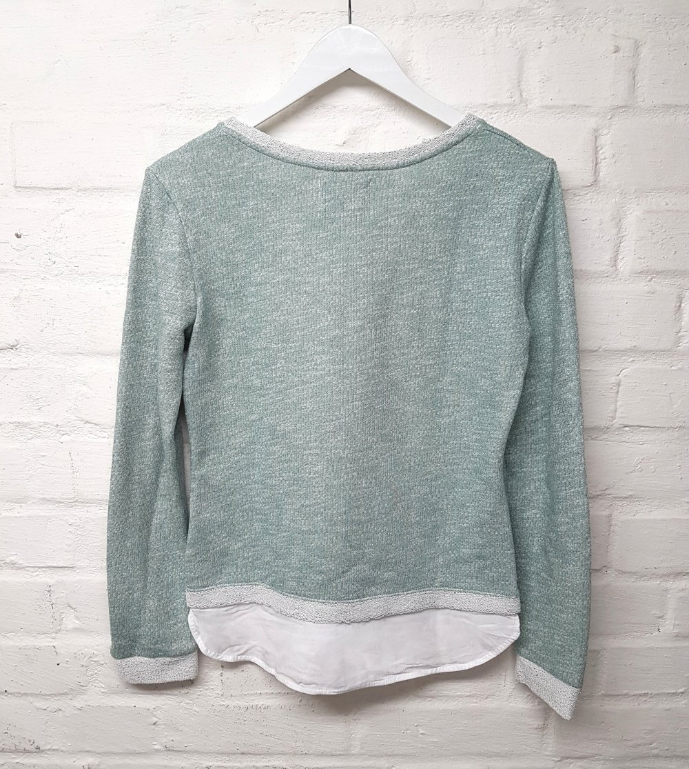 Pullover Shirt Bluse Mint Grün Weiß meliert Bershka Gr. M