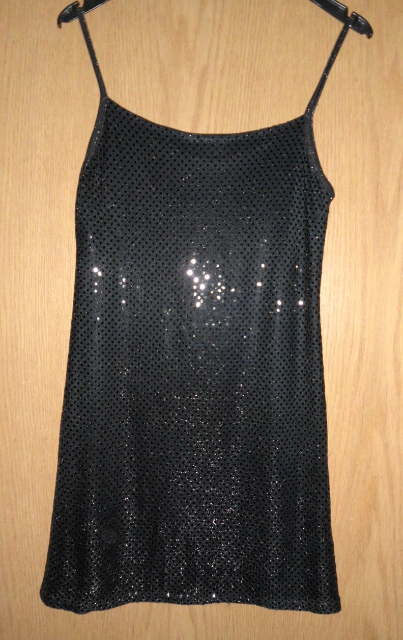 schwarzes Mini-Glitzerkleidchen, Gr. 38, 1x getragen