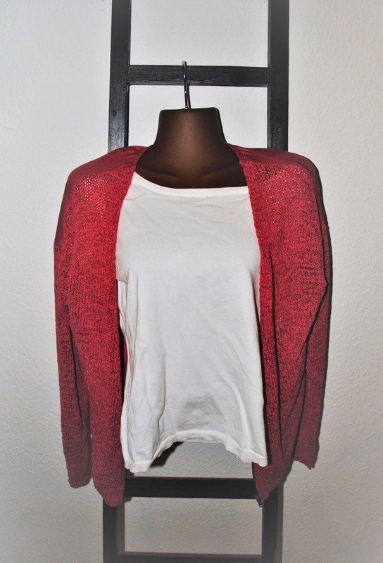 H&M T-Shirt Gr. L (ca. 40/42) weiß Basic Damen 3/4-Ärmel Lichtblick Alltag