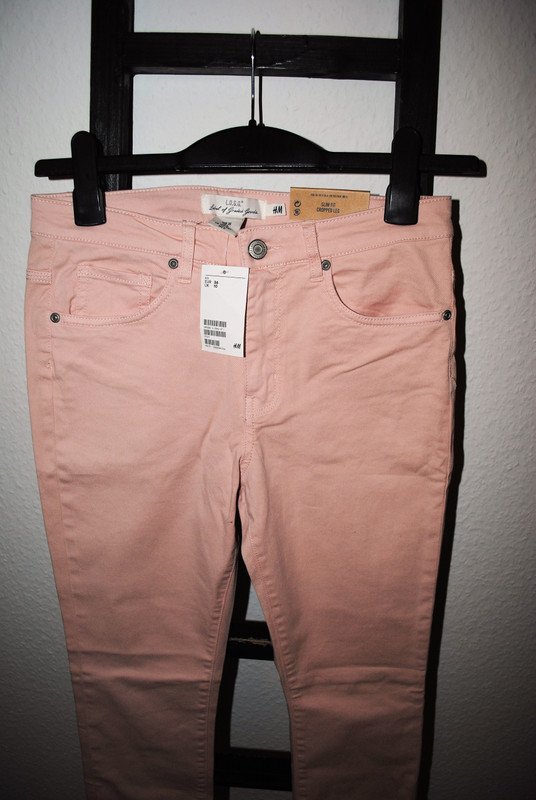 Neu H&M Jeans Gr. 36 (ca. S) rosa Slim Fit Cropped Leg Hose Damen Skinny