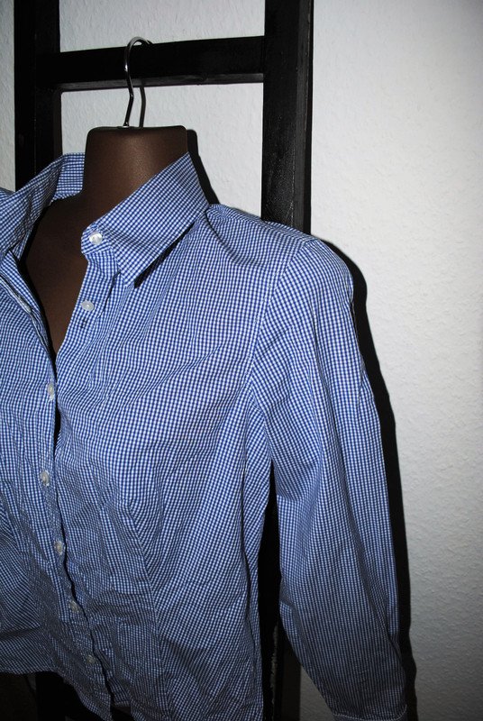 Montego Bluse Gr. 38 (ca. S/M) weiß blau kariert Mode Damen