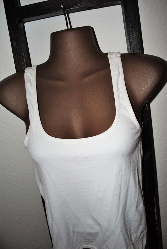 Benetton Tank-Top Gr. 34/36 (ca. XS/S) weiß Shirt Damen ärmellos Fashion