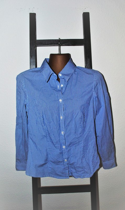 Montego Bluse Gr. 38 (ca. S/M) weiß blau kariert Mode Damen