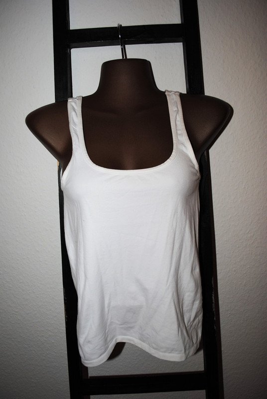 Benetton Tank-Top Gr. 34/36 (ca. XS/S) weiß Shirt Damen ärmellos Fashion