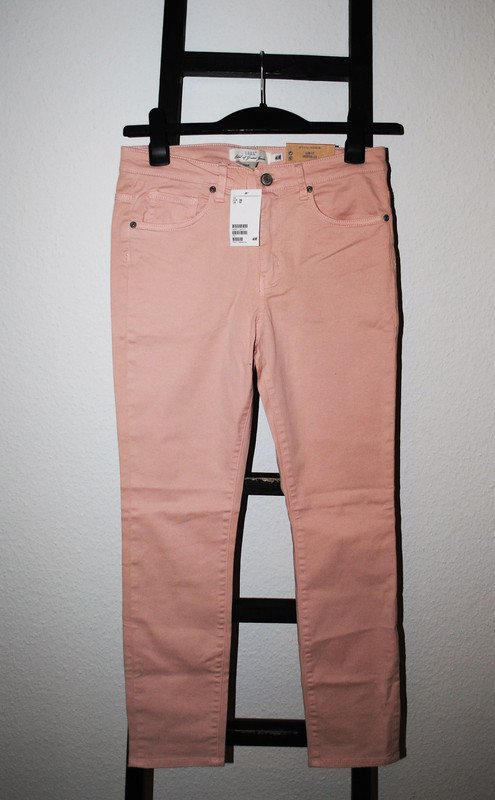 Neu H&M Jeans Gr. 36 (ca. S) rosa Slim Fit Cropped Leg Hose Damen Skinny