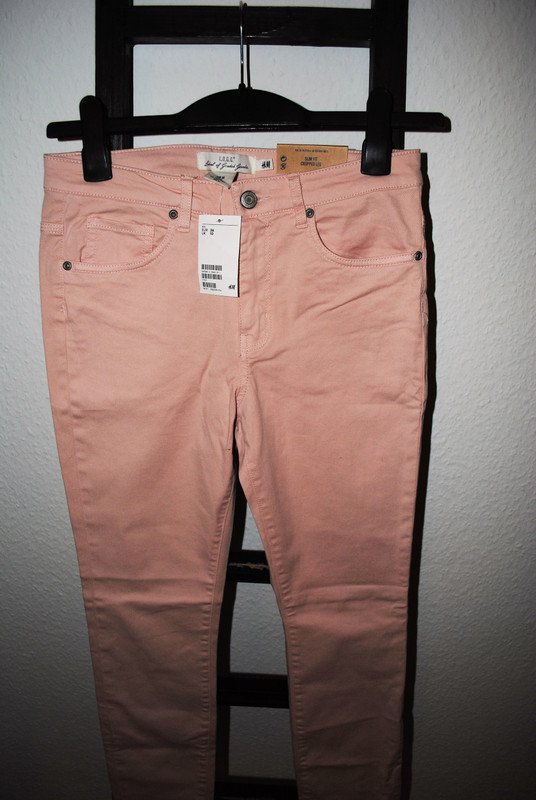 Neu H&M Jeans Gr. 36 (ca. S) rosa Slim Fit Cropped Leg Hose Damen Skinny