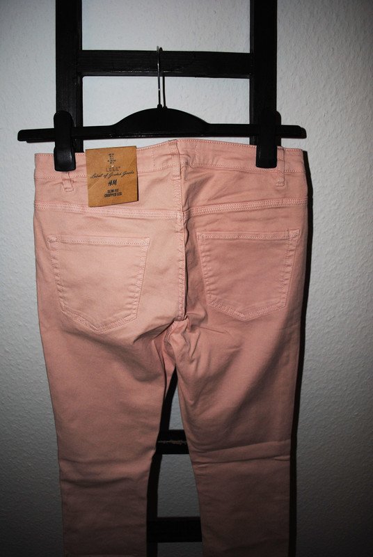 Neu H&M Jeans Gr. 36 (ca. S) rosa Slim Fit Cropped Leg Hose Damen Skinny