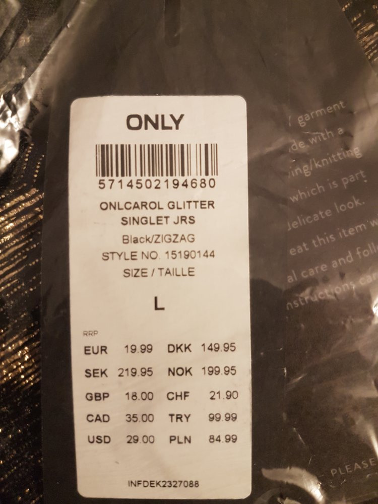 Only Top Carol Glitter Singlet Neu und Orginalverpackt