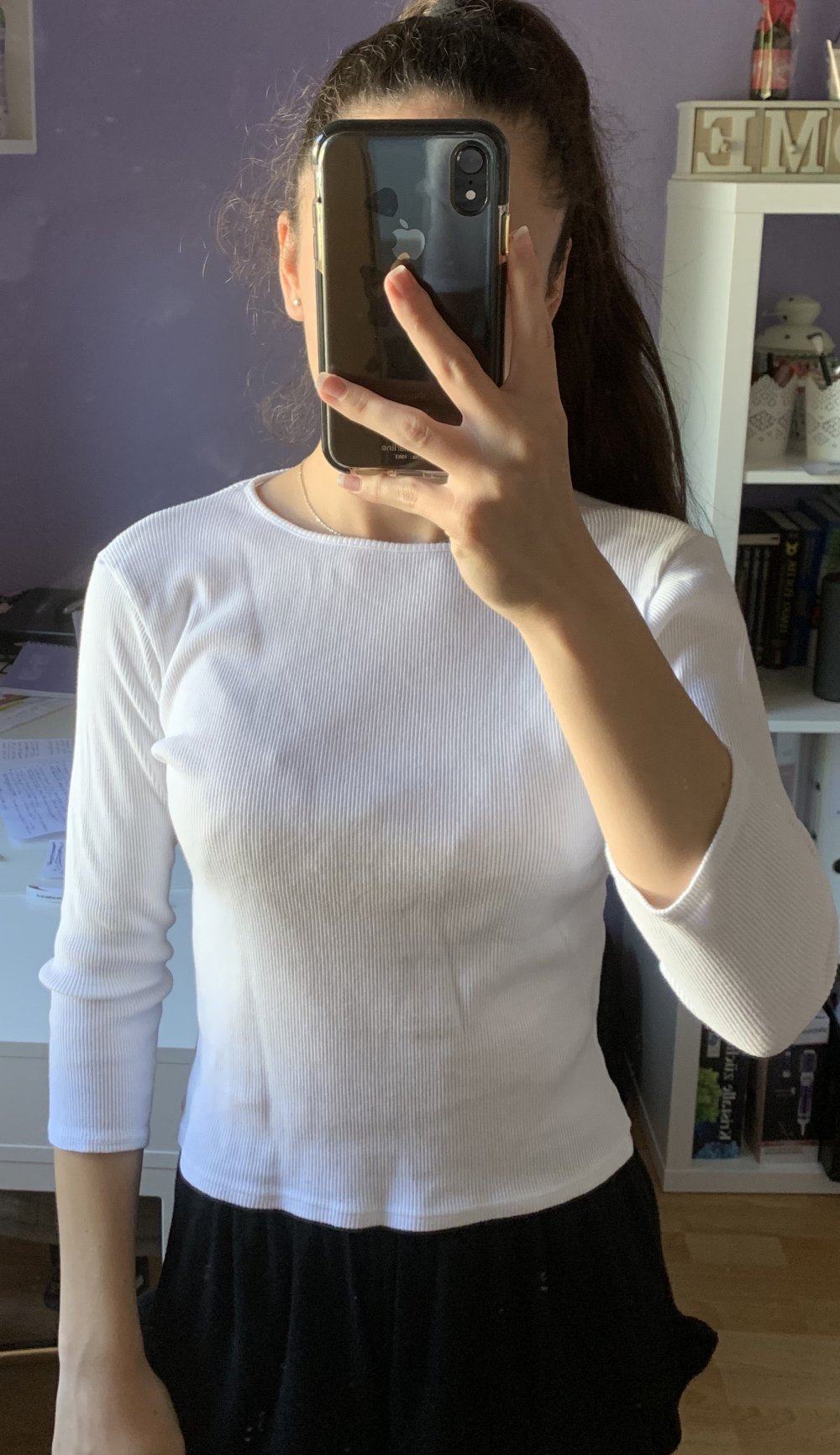 3/4 Ärmel Oberteil weiss Brandy Melville