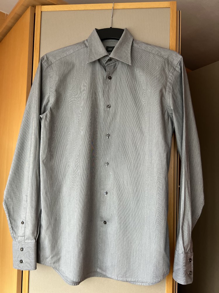 Original Joop Grau Gestreiftes Hemd Baumwolle Größe 39M