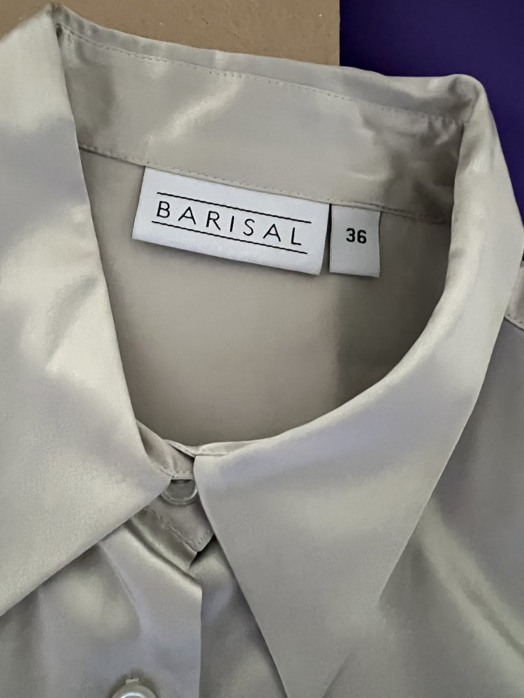 BARISAL • Bluse neuwertig • 100% Seide Silber • Gr. 36