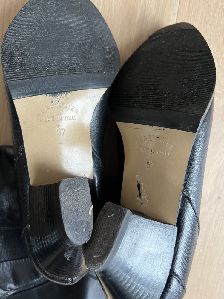 Italienische Elastomere Leder Stiefel schwarz Größe 37
