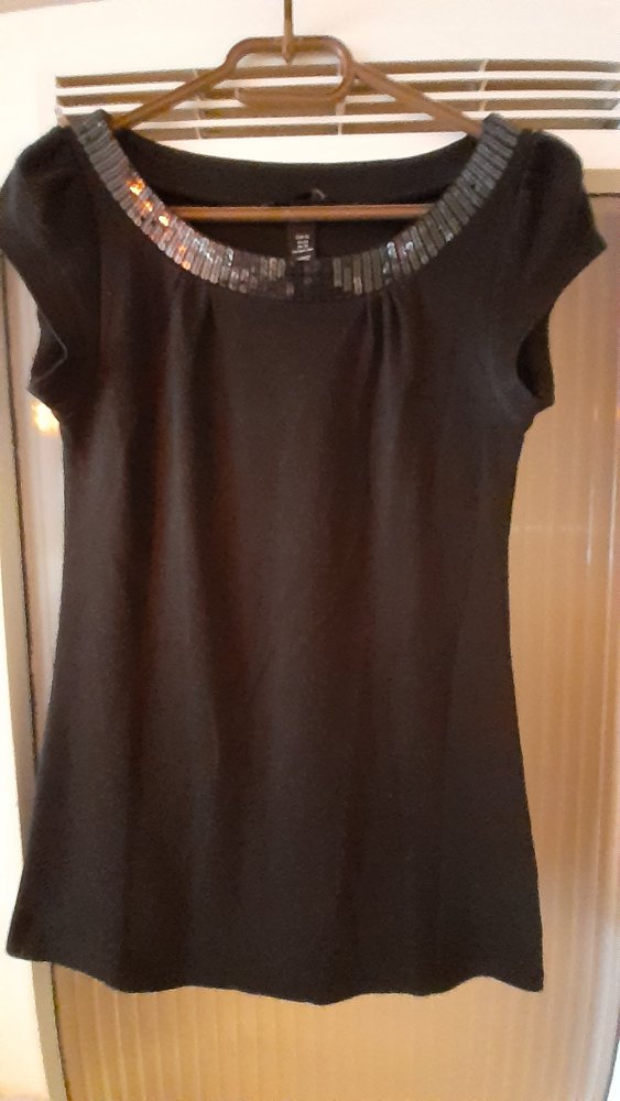 Tunika oder T-Shirt Pailletten schwarz