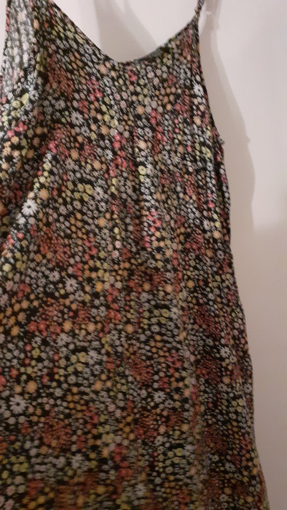  Sommerkleid oder Strandkleid mit Spaghettiträger schwarz bunt
