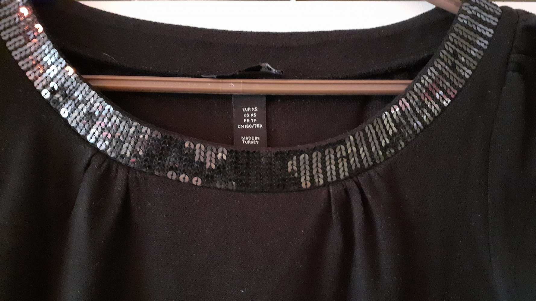 Tunika oder T-Shirt Pailletten schwarz