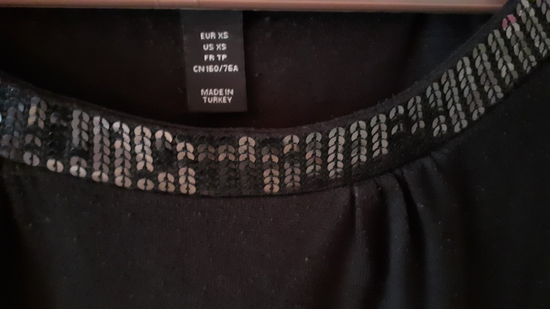 Tunika oder T-Shirt Pailletten schwarz
