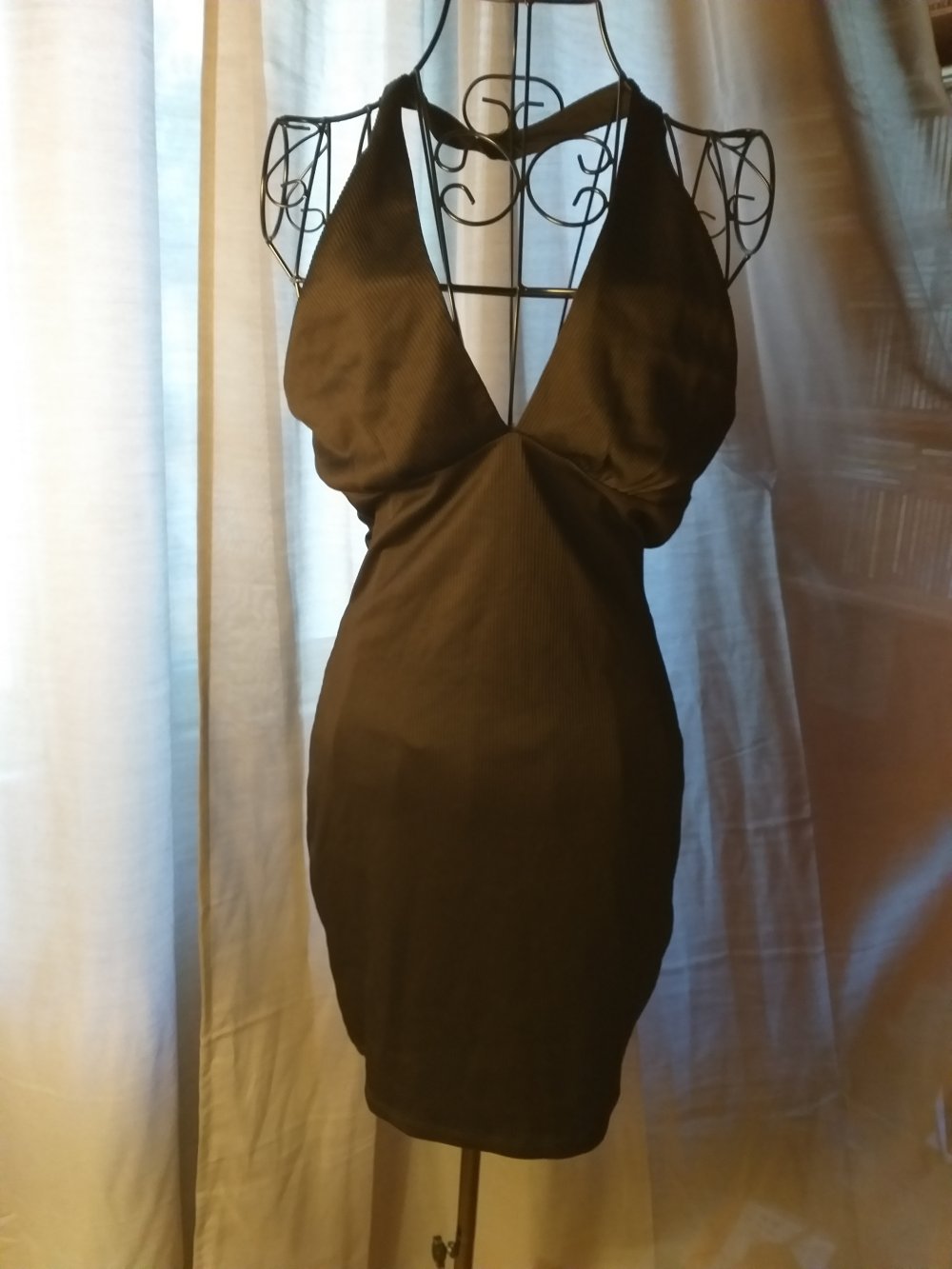 Neckholder Midikleid schwarz