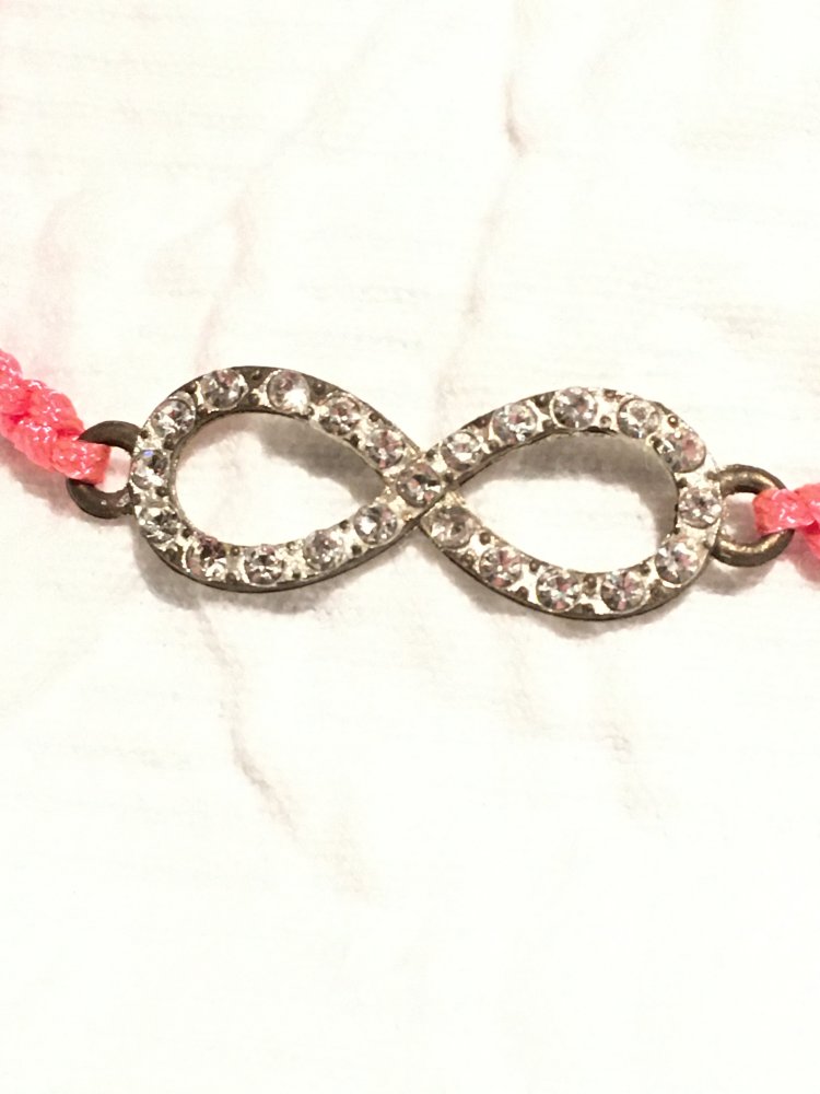 Armband geflochten neon pink Infinity Glitzer, größenverstellbar, Freundschaftsarmband