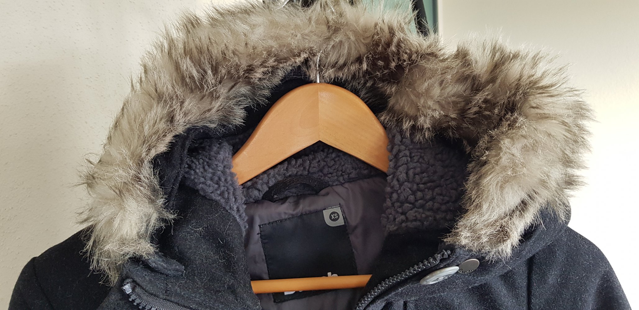 Mantel Wollmantel Wintermantel Winterjacke schwarz Bench XS