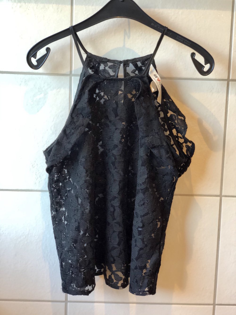 Schwarzes Spitzentop von H&M
