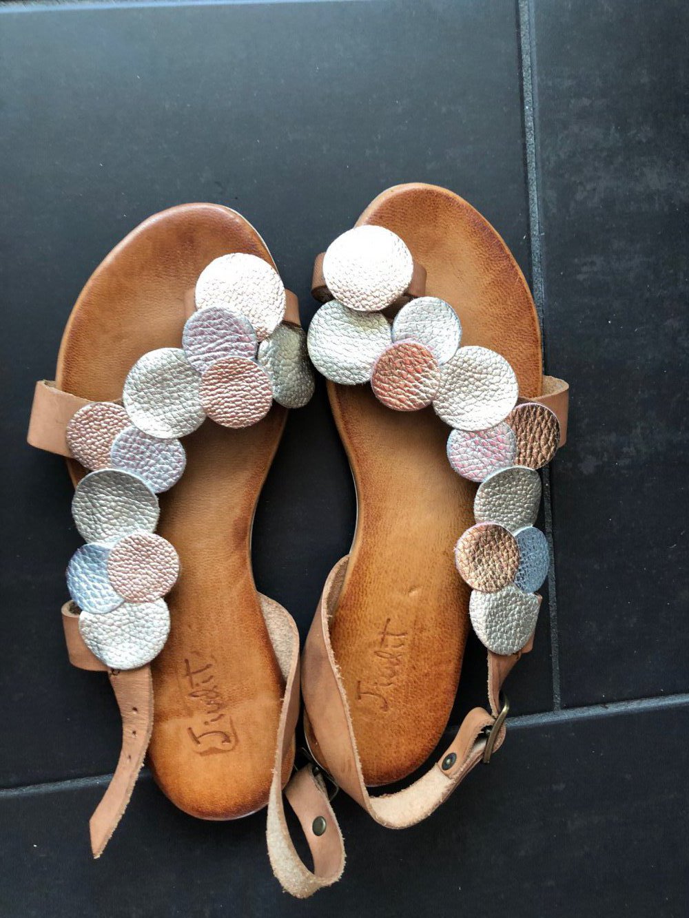 Sandalen metallic leder