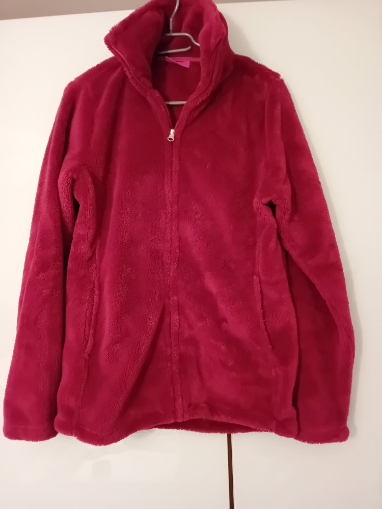 Himbeerfarbene Fleecejacke in Gr 40