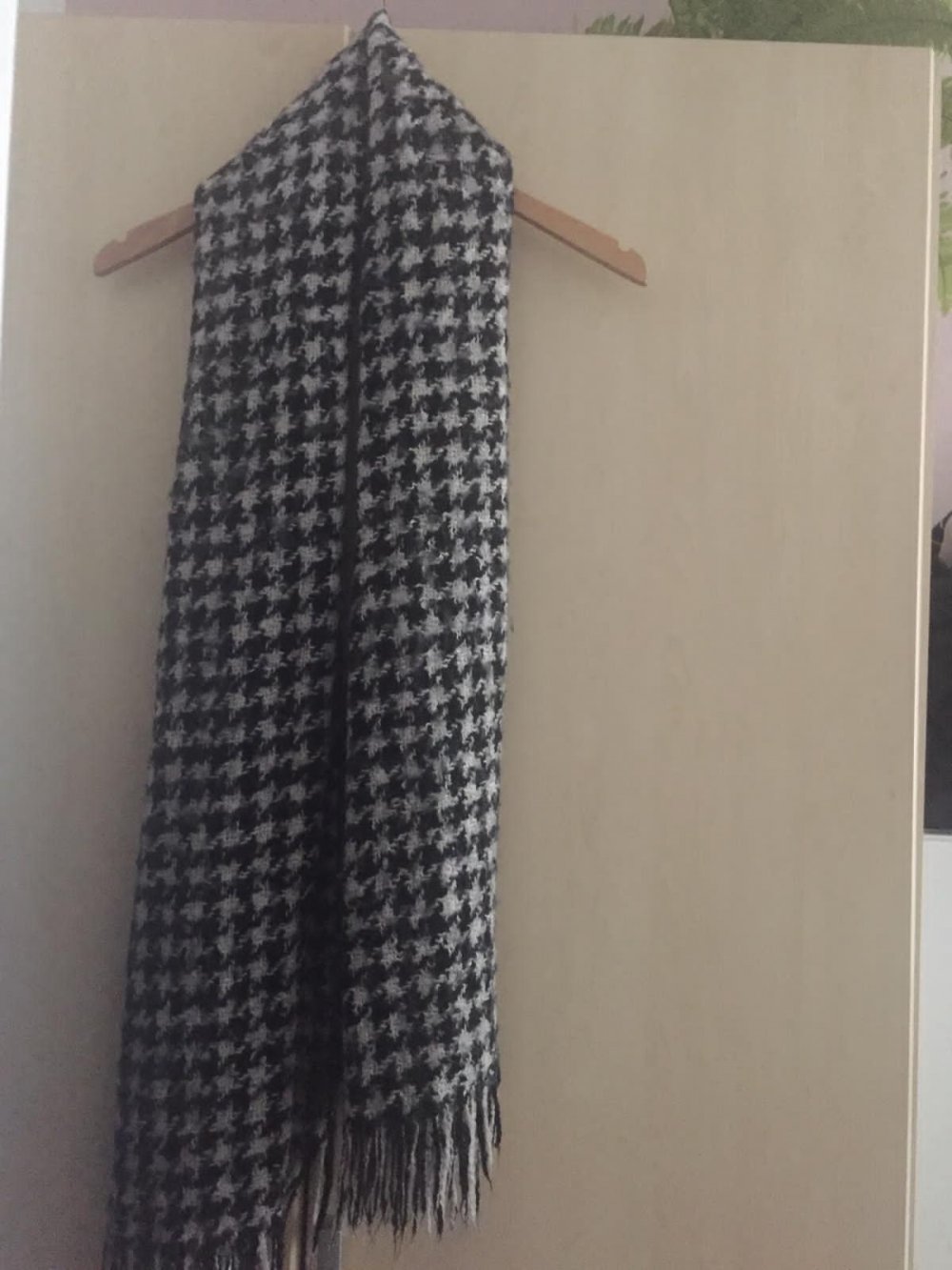 Damen Winter Schal schwarz weiß 