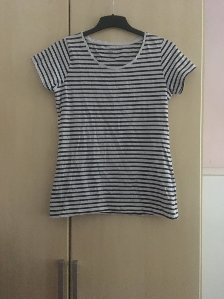 Damen Shirt schwarz weiß gestreift Gr. 44