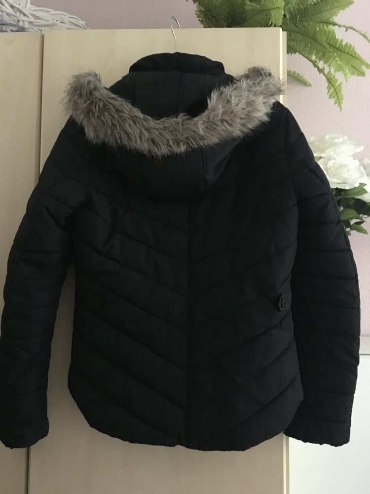 Damen Winterjacke mit Kapuze schwarz Gr. 34