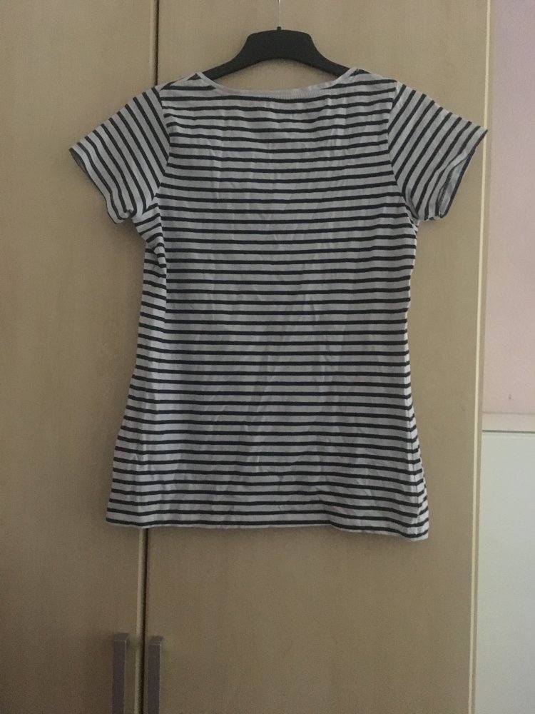 Damen Shirt schwarz weiß gestreift Gr. 44