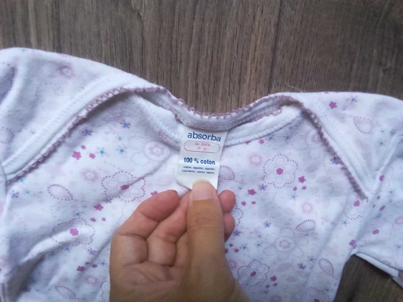 Unterhemd 102cm 4 Jahre absorba weiß Blume 100% Baumwolle