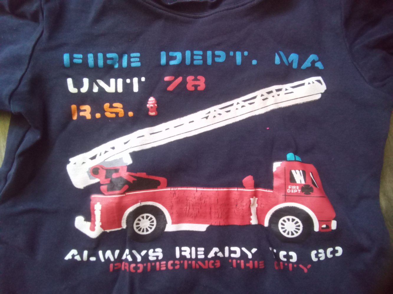 Schlafanzug zweiteilig H&M 110/116 dunkelblau Feuerwehr gestreift 100% Baumwolle