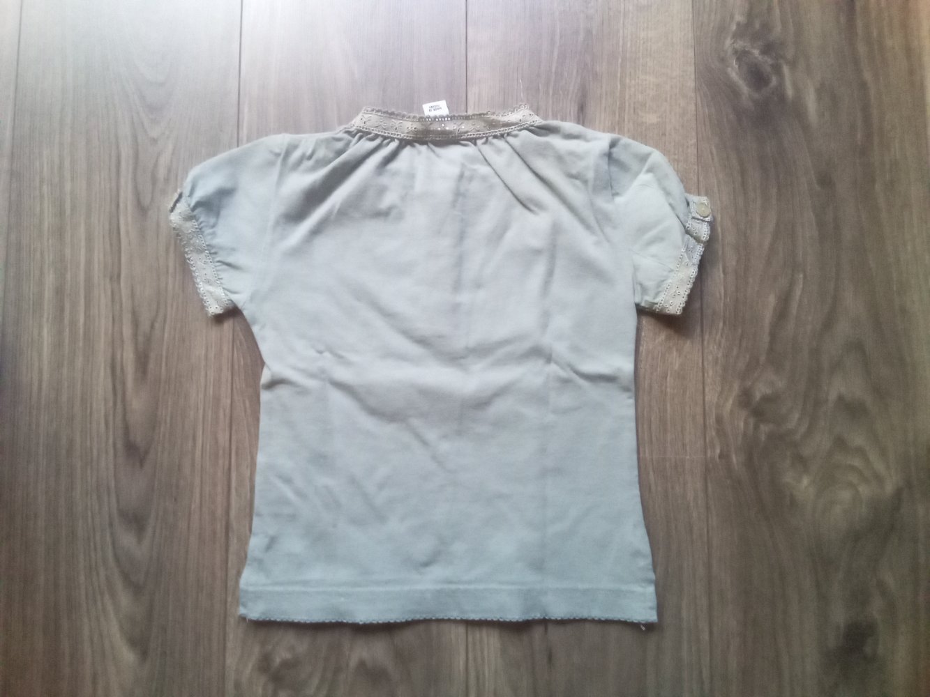 T-shirt H&M 104 khaki uni 100% Baumwolle Spitze