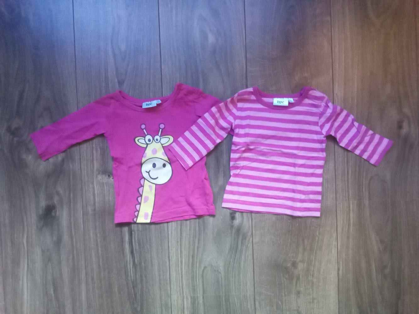 Set 2 LA-Shirts bpc pink 56/62 Giraffe 100% Baumwolle gestreift
