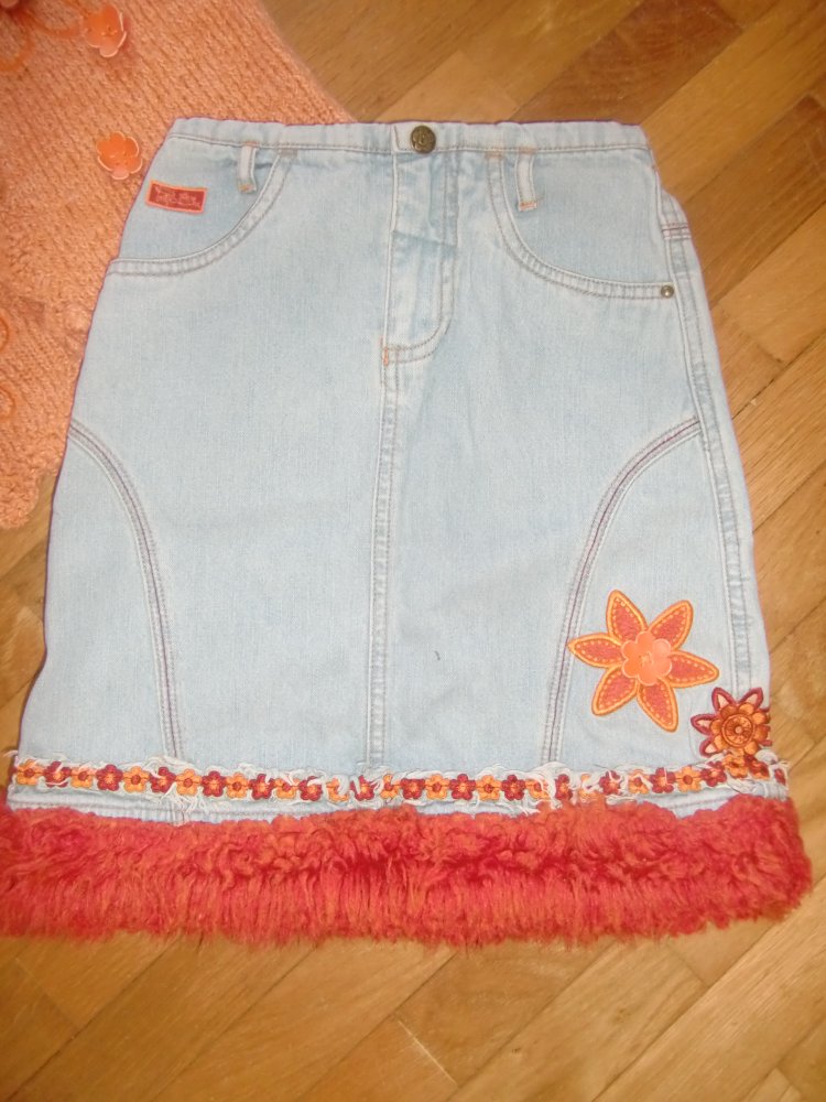 Set Rock und Jäckchen Pampolina Jeans orange Blumen
