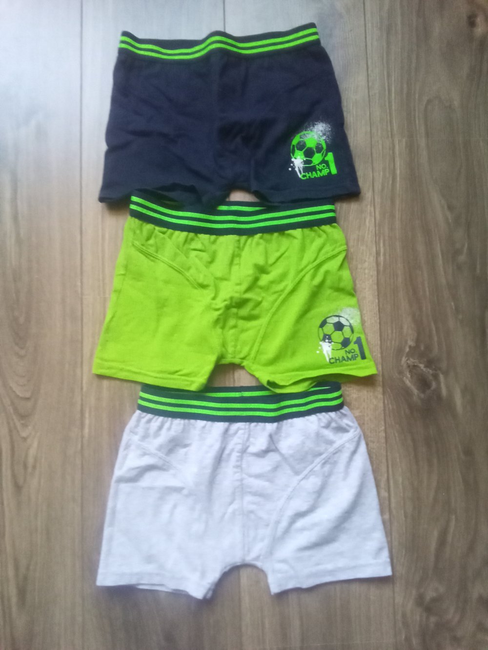 Set 3 Unterhosen Yigga 134/140 grau grün schwarz Fussball