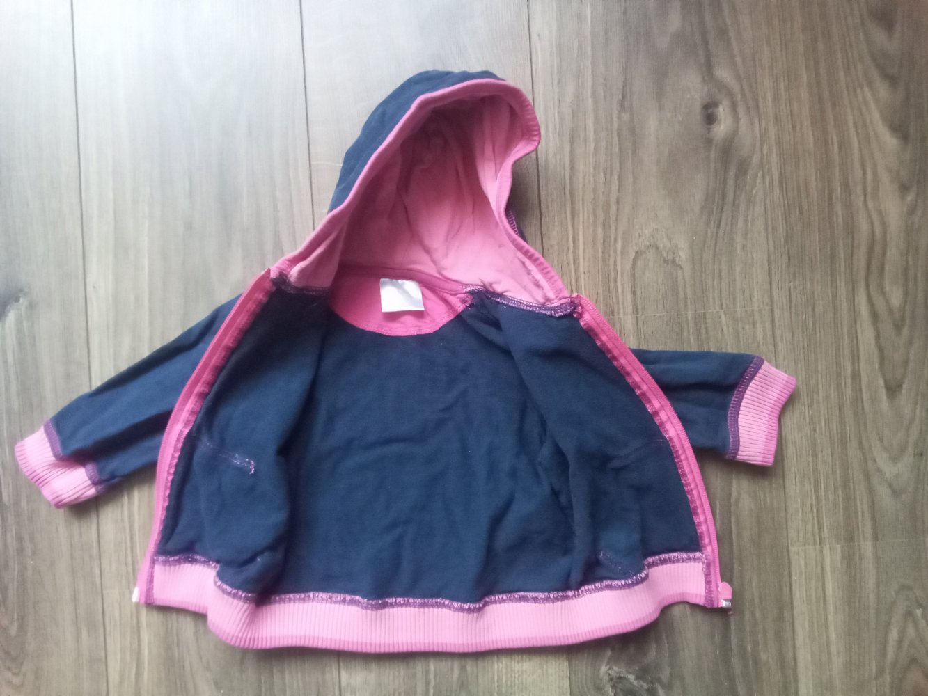 Sweatjacke dunkelblau pink 80 100% Baumwolle