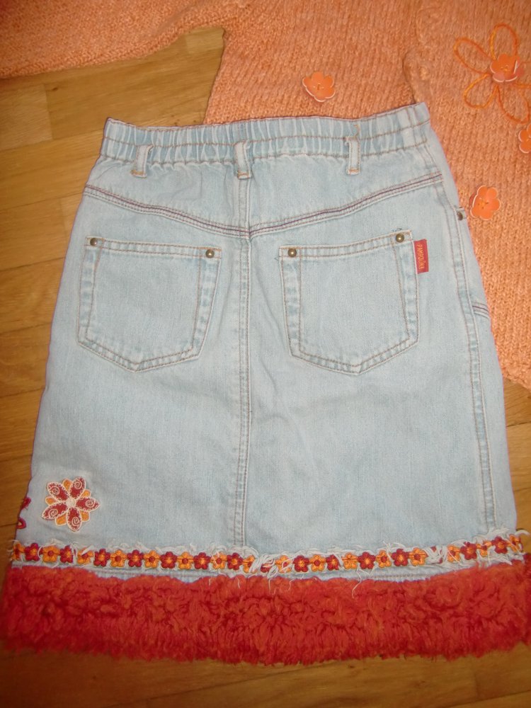 Set Rock und Jäckchen Pampolina Jeans orange Blumen