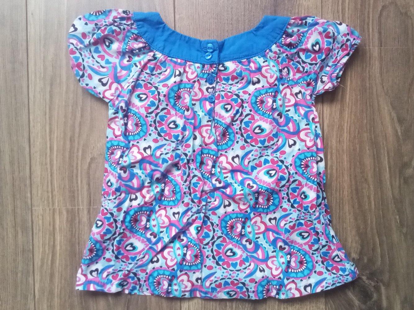 T-shirt blau 98 kiki & koko pink 100% Baumwolle Paisley Herz