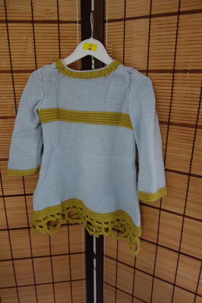 Strickpullover handmade grau senf 110