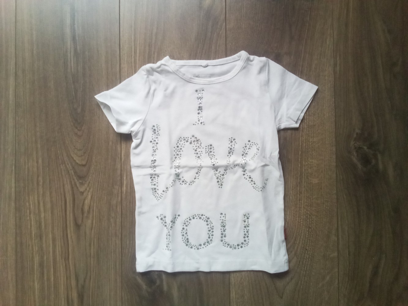 T-Shirt weiß name it 104 i Love you Glitzer Strass