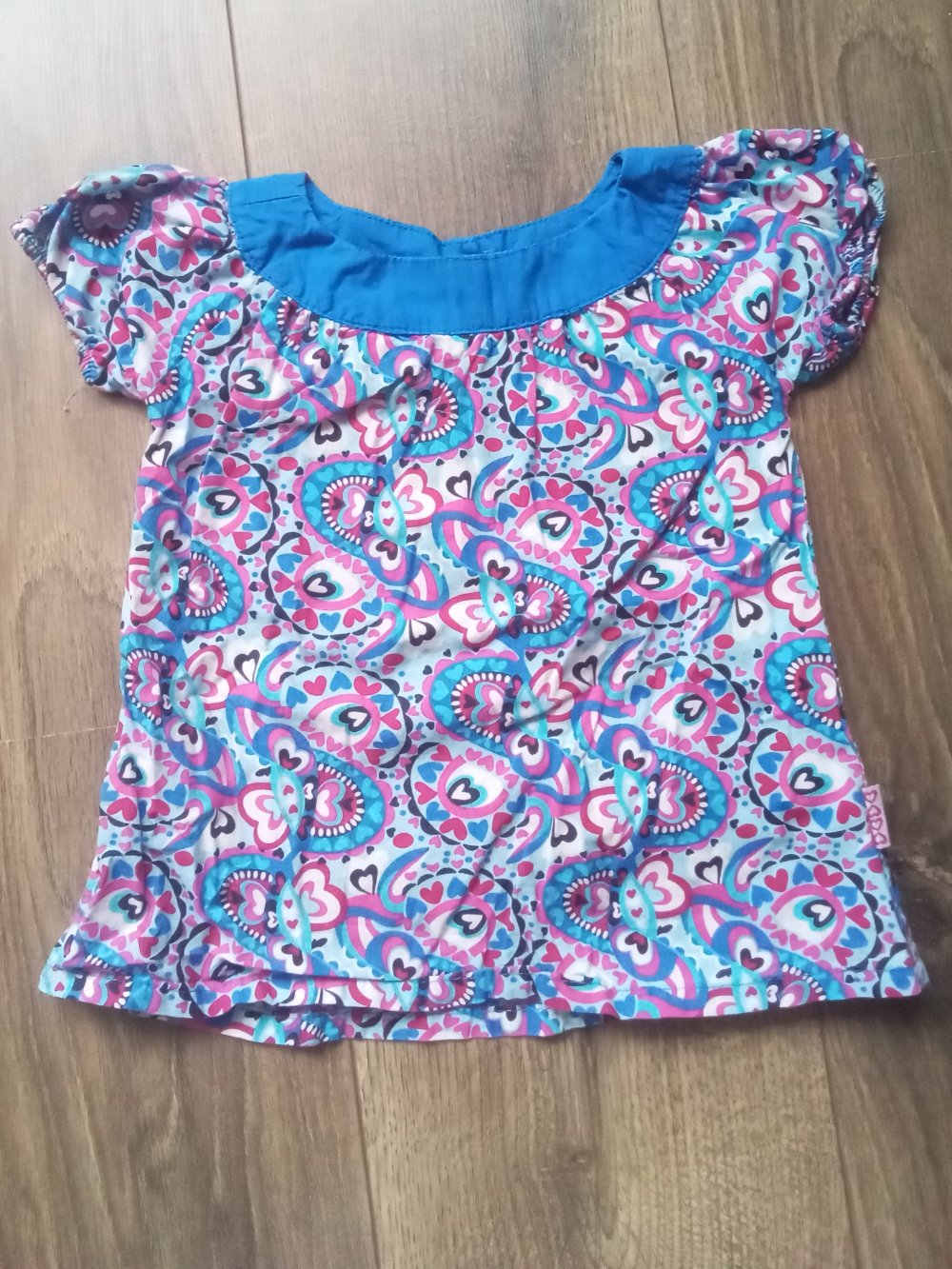 T-shirt blau 98 kiki & koko pink 100% Baumwolle Paisley Herz