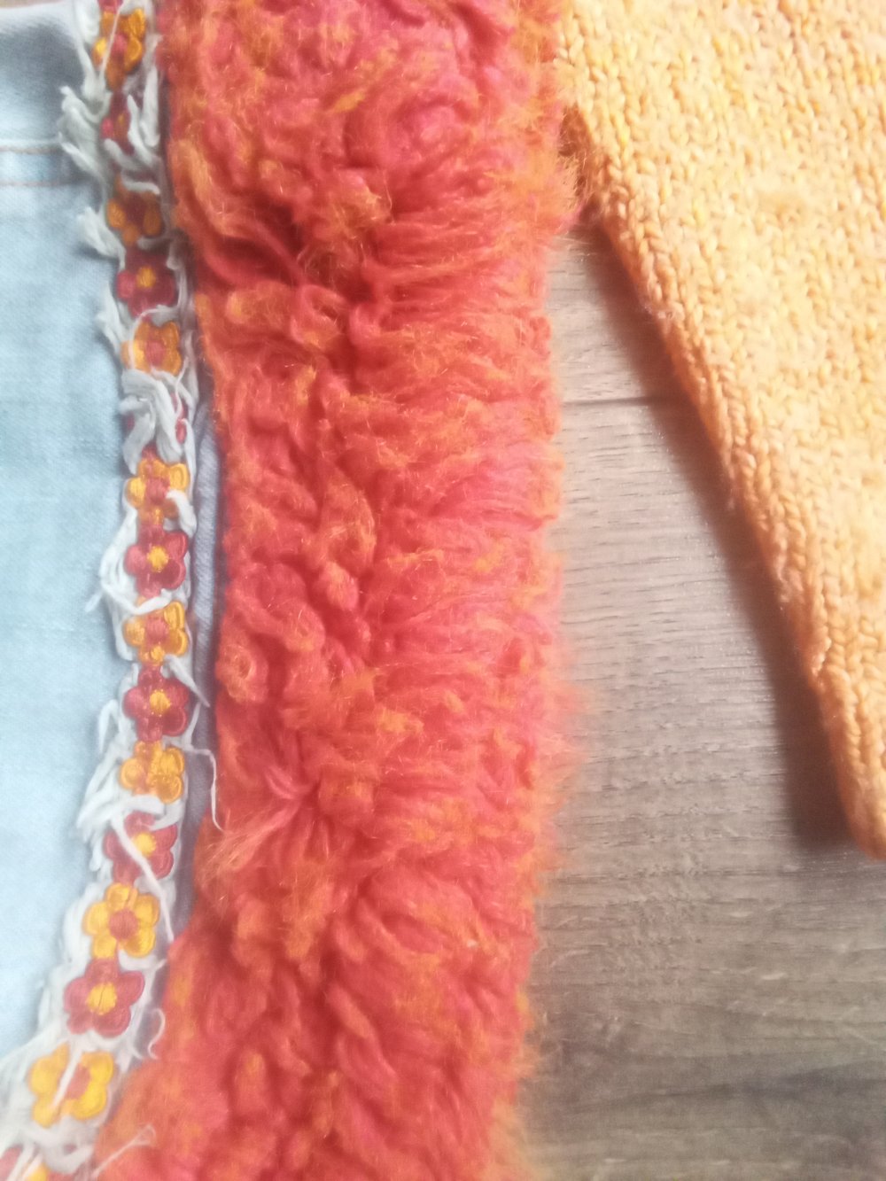 Set Rock und Jäckchen Pampolina Jeans orange Blumen