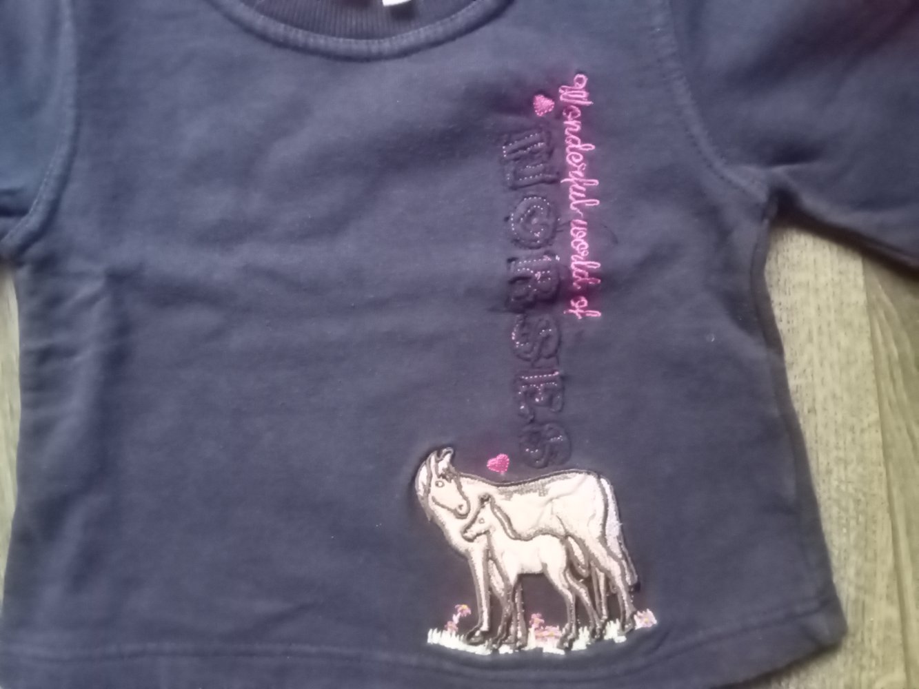Pullover dunkelblau Pferde 92 Karstadt 100% Baumwolle