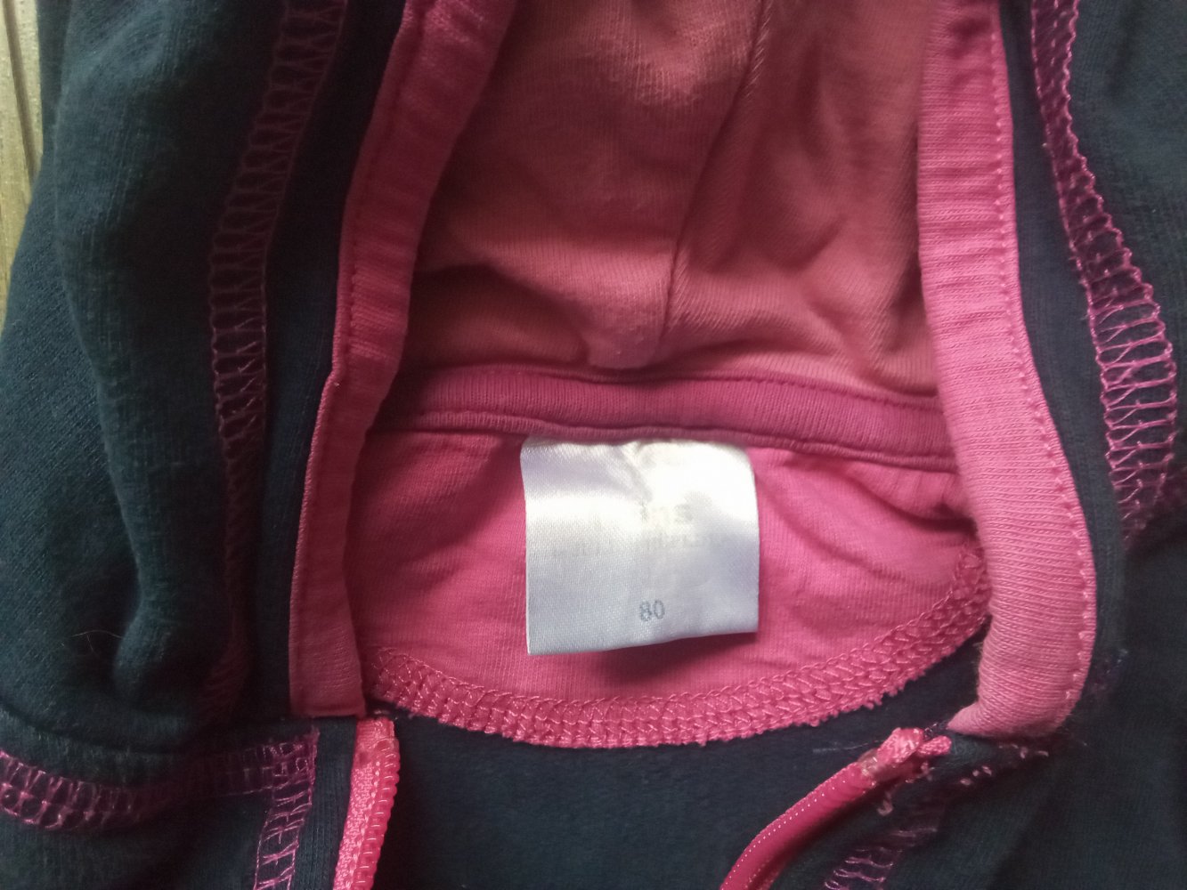Sweatjacke dunkelblau pink 80 100% Baumwolle