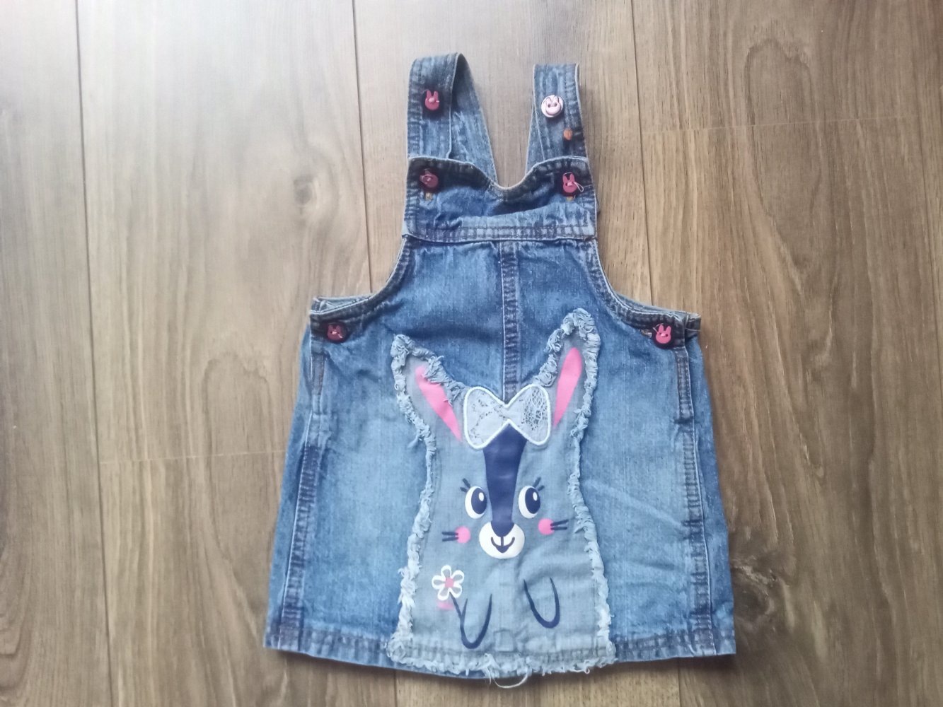 Latzkleid Jeans Hase ergee 74 blau 100% Baumwolle Ostern