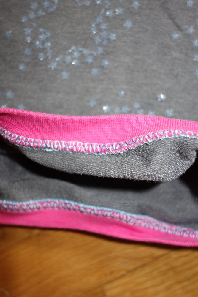Pullover handmade 92 98 pink grau glitzer Sterne hellblau