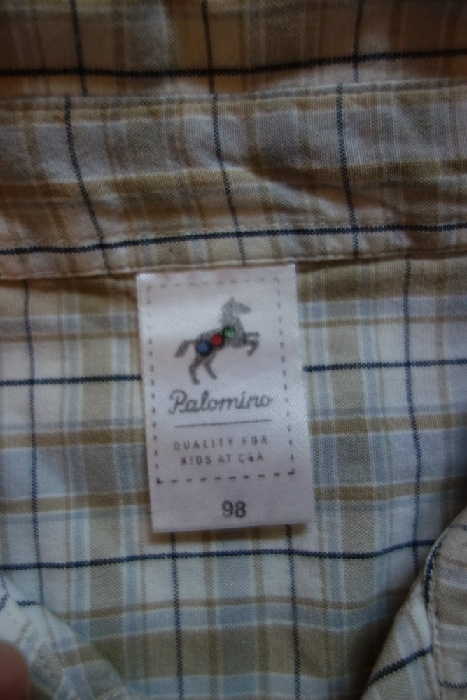 Hemd kurzarm palomino 98 kariert beige 100% Baumwolle